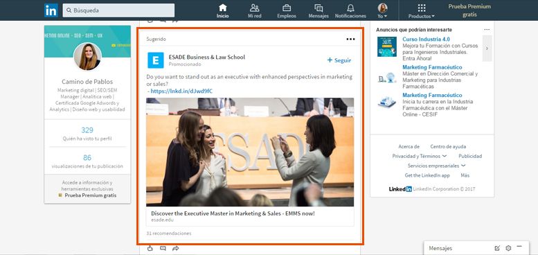 Publicidad en LinkedIn | Publicaciones promocionadas