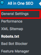 General Settings All in One SEO plugin